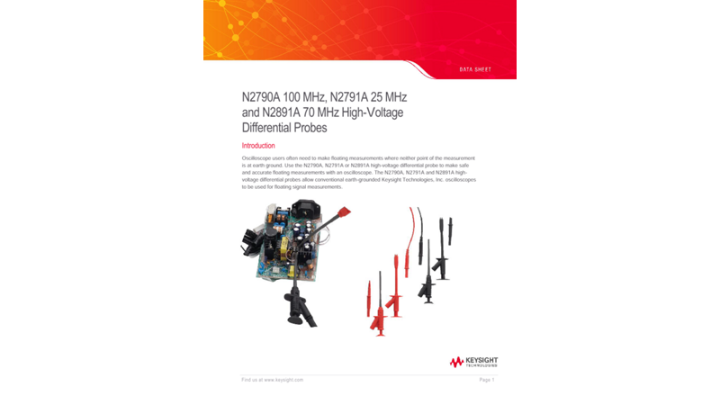 N2790A 100 MHz, N2791A 25 MHz and N2891A 70 MHz High-Voltage Differential Probes